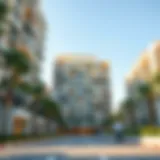 Affordable Apartment Complex in Dubai A modern apartment complex in Dubai showcasing affordability