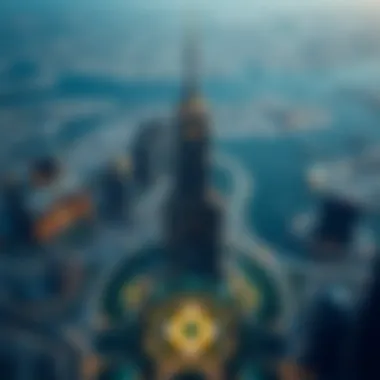 Bird's-eye view of Dubai showcasing Al Fahad Tower's location