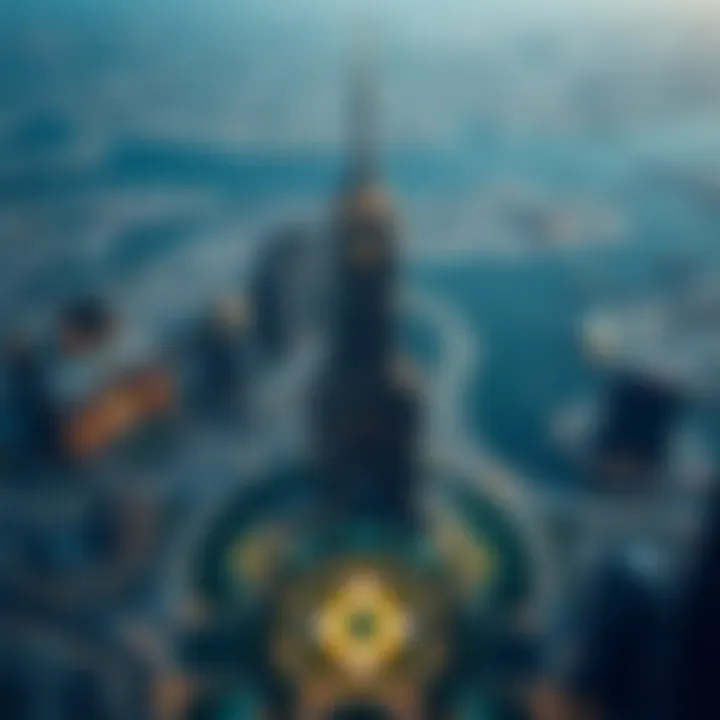 Bird's-eye view of Dubai showcasing Al Fahad Tower's location