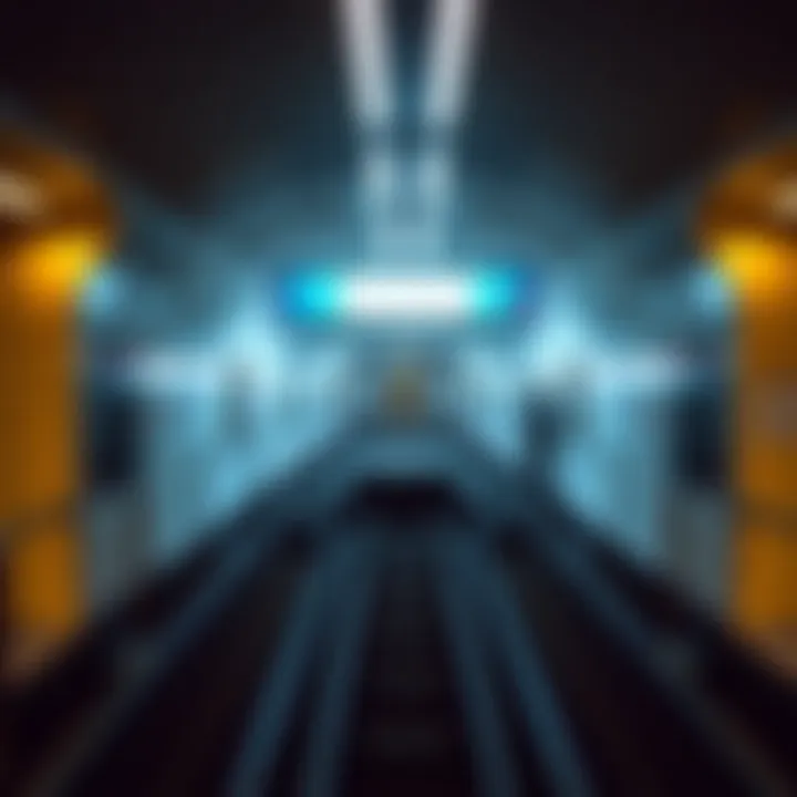 Passenger Facilities at Al Garhoud Metro Station Interior view of Al Garhoud Metro Station highlighting passenger facilities