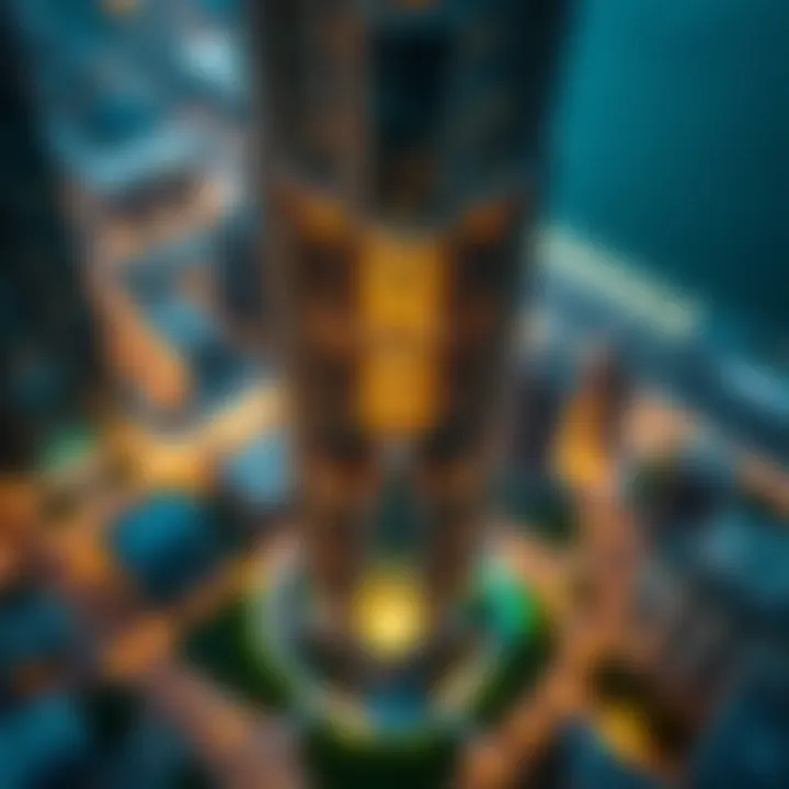 Aerial perspective highlighting Al Raha Tower's location