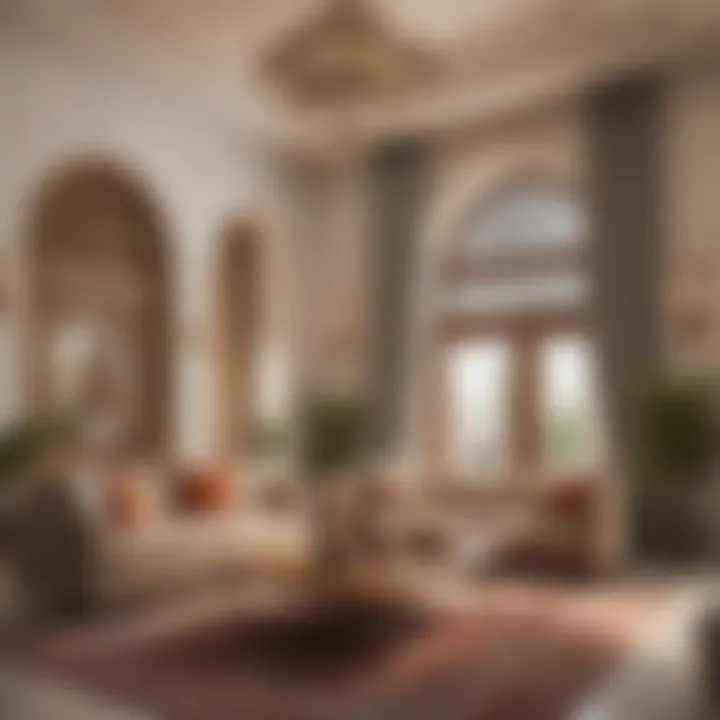 Interior design elements of بيت الفلاح highlighting cultural influences