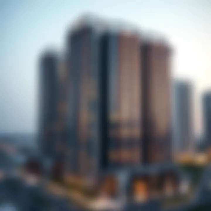 Aerial view of the prime location of Binghatti Horizons in Dubai.