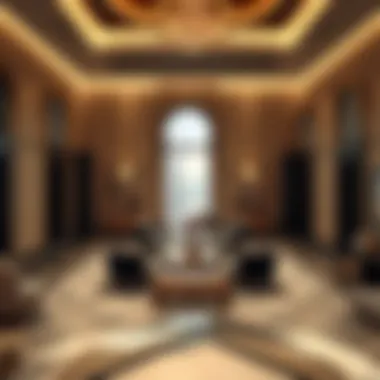 Interior design of a luxurious apartment in Burj Khalifa exhibiting sophistication.