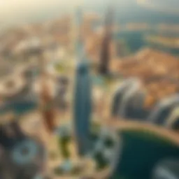 Aerial view of Etihad Towers showcasing its unique architectural design