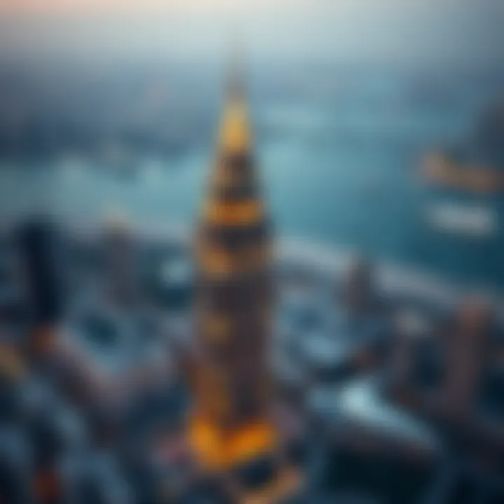 Aerial view showcasing the Damac Crown in Dubai's skyline