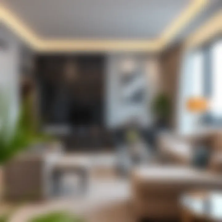 Stylish living room of a 1 BHK apartment