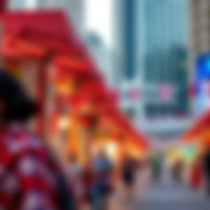 Vibrant cultural festival in Downtown Dubai, highlighting local art and performances.