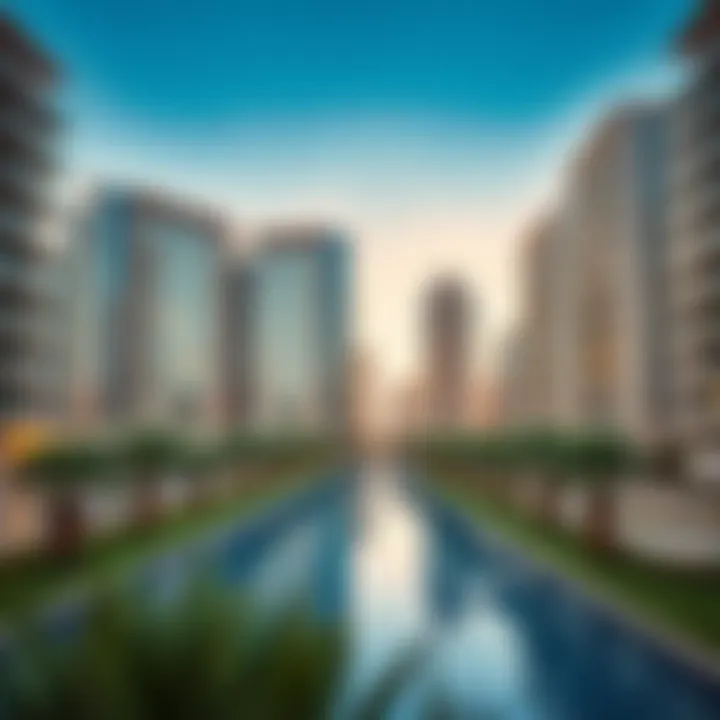 Modern architectural designs of residential complexes in Downtown Dubai, reflecting luxury living.