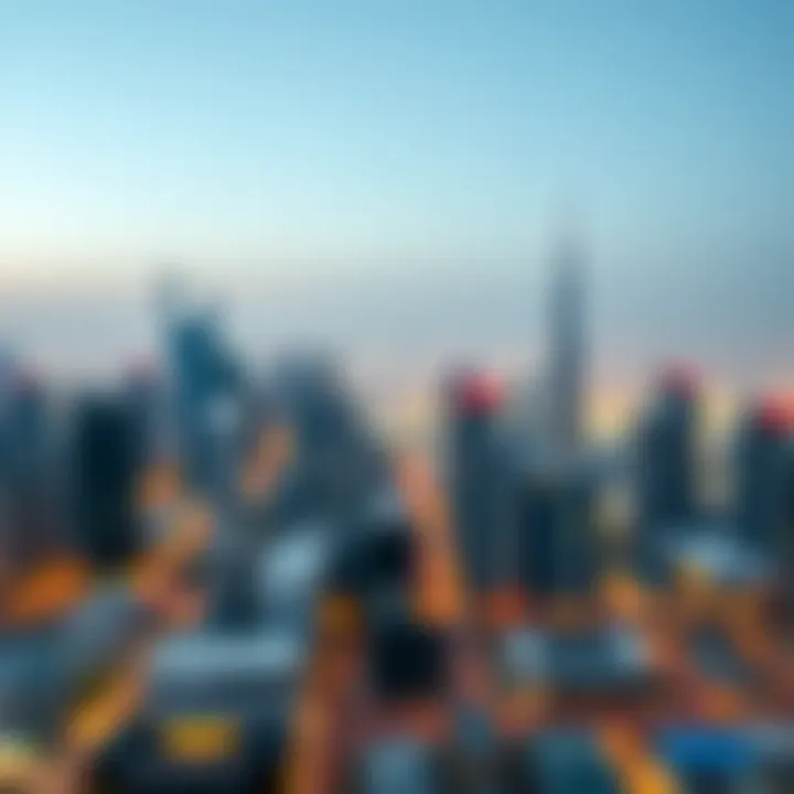 A panoramic view of Downtown Dubai's skyline, capturing the essence of urban development.