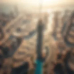 Aerial view of Dubai Creek Tower under construction