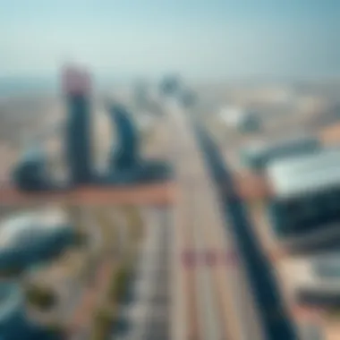 Aerial view of Dubai showcasing the Metro lines