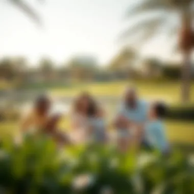 Family enjoying a picnic amidst the park's beautiful landscape