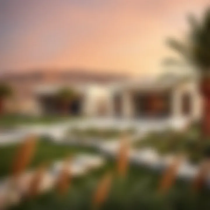 Serene landscape surrounding Al Ain Oasis villas