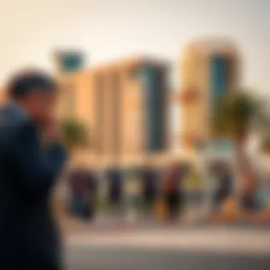 Investors discussing opportunities in Al Mazaya Business Avenue