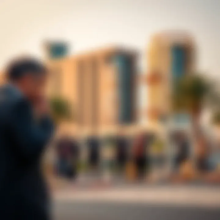 Investors discussing opportunities in Al Mazaya Business Avenue