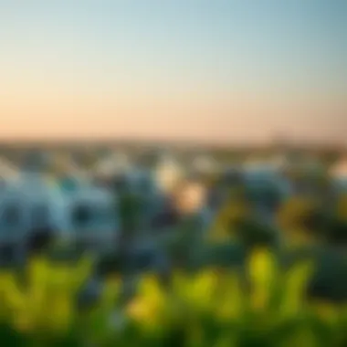 Scenic view of Al Mizhar neighborhood showcasing lush greenery and modern villas