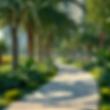 Lush greenery and pathways in Al-Mushrif Park