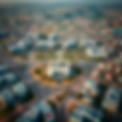 Aerial view of Al Shawyfat showcasing residential areas and infrastructure