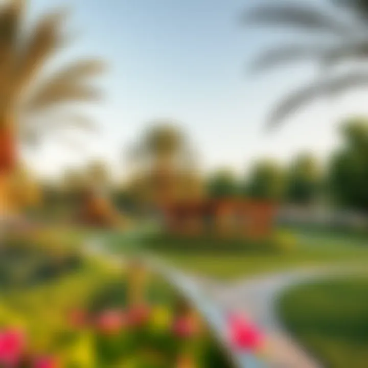 Vibrant community park in Al Shawyfat with lush greenery