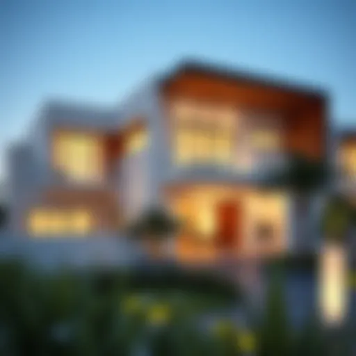 Exterior view showcasing the modern design of مسار villas