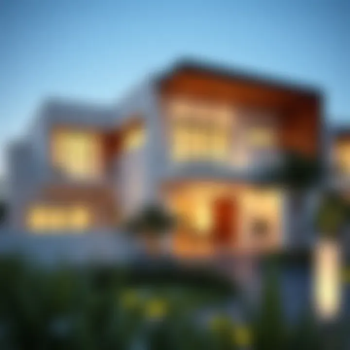 Exterior view showcasing the modern design of مسار villas