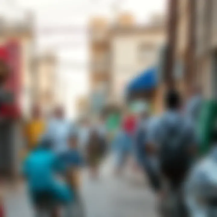 Diverse community life in Satwa, highlighting cultural exchanges