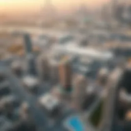 Aerial view of Dubai showcasing مركز اليلايس جبل علي