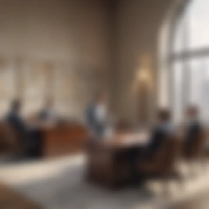 A business meeting discussing currency exchange strategies within DIFC