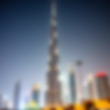 A stunning view of the Burj Khalifa, showcasing its architectural grandeur against the Dubai skyline.