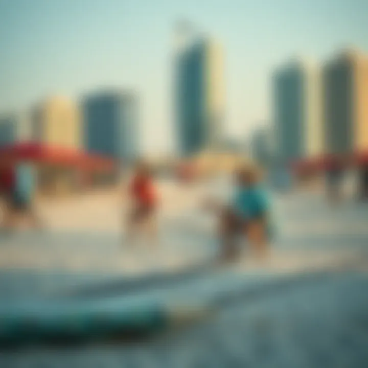 Recreational activities at Dubai Marina Beach, showcasing vibrant community life
