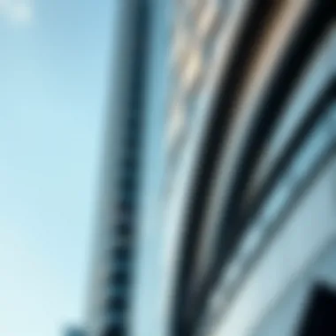 Close-up of Dunya Tower's intricate facade details