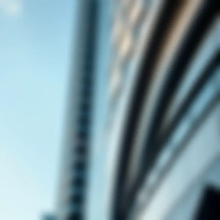 Close-up of Dunya Tower's intricate facade details