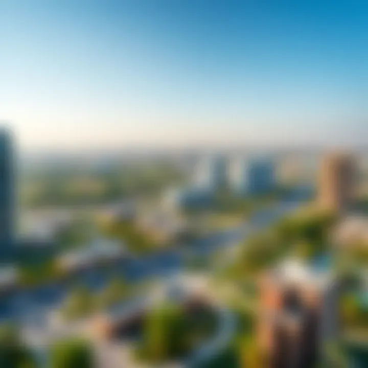 A panoramic view of Emaar South showcasing its urban landscape and greenery