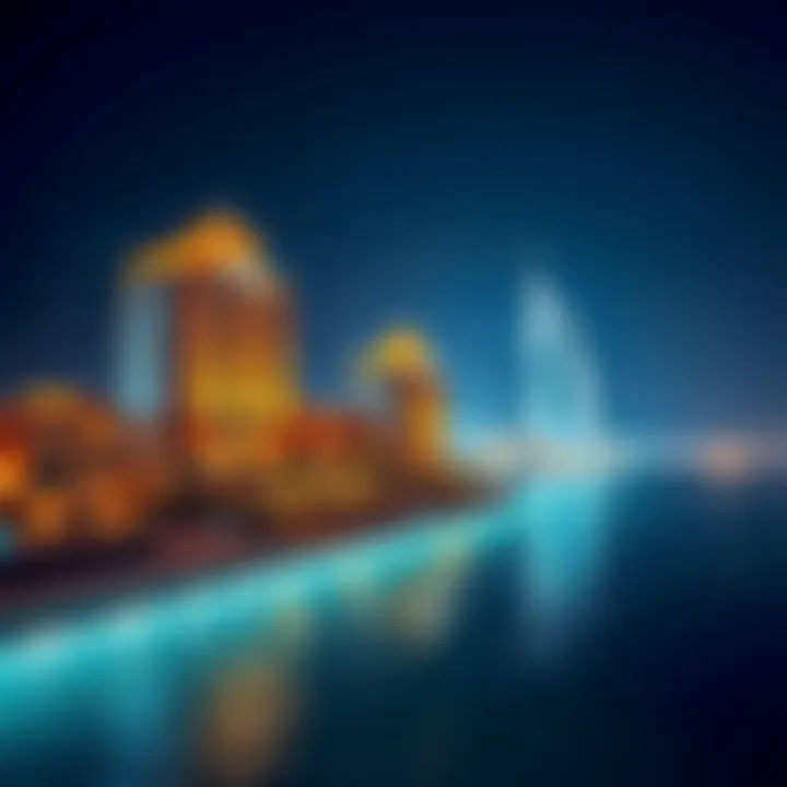 Architectural beauty of La Mer Dubai highlighted under the night sky