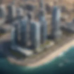 Aerial view of Lana Business Bay showcasing modern architecture