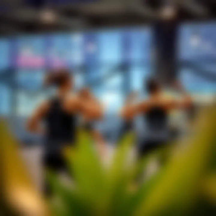 Group fitness class in an engaging and energetic atmosphere