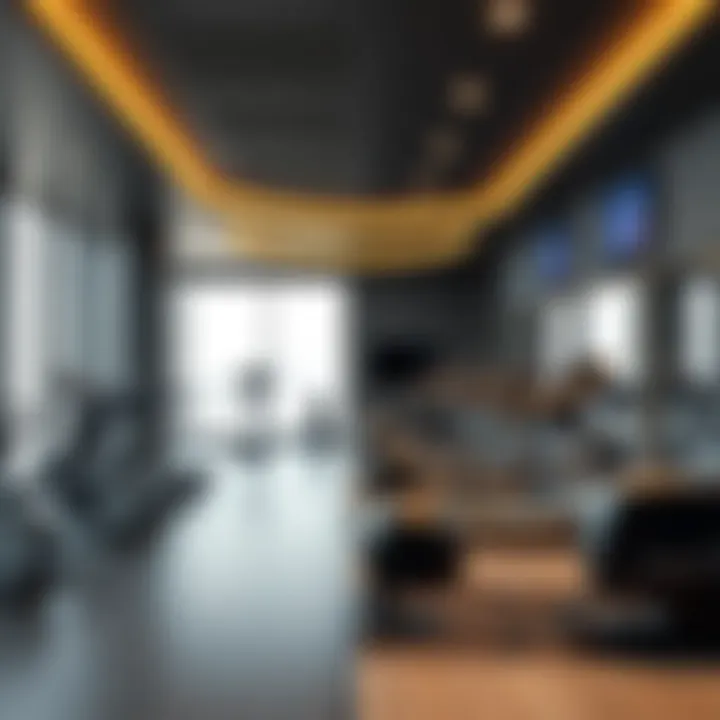 Luxury gym interior showcasing cutting-edge fitness equipment