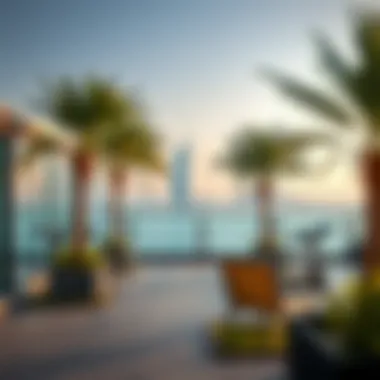 A serene outdoor workout space with a waterfront view