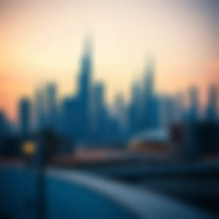 Dubai Skyline at Sunset Stunning skyline of Dubai at sunset showcasing modern architecture