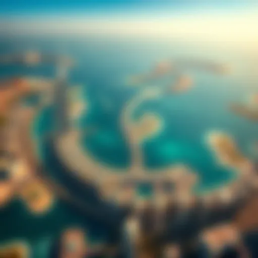 Aerial view of Palm Jumeirah showcasing its unique shape
