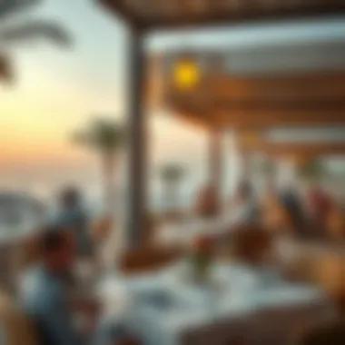 Fine Dining on the Beach Luxurious beachfront dining experience at a top restaurant on Palm Jumeirah.