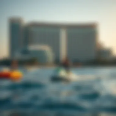Exciting Recreational Options Recreational activities at Palm Jumeirah including water sports and beach activities.