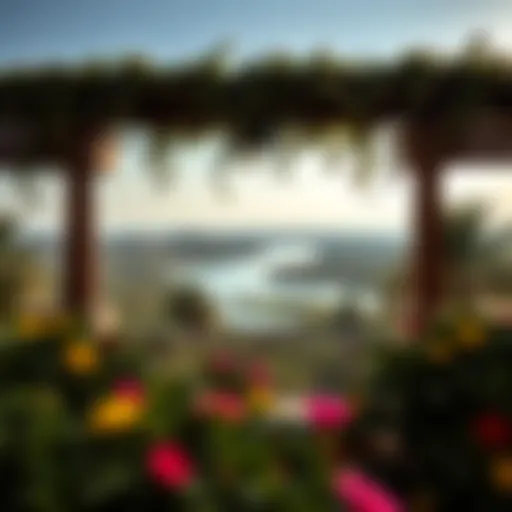 A panoramic view of Qudra Love Lake surrounded by lush greenery