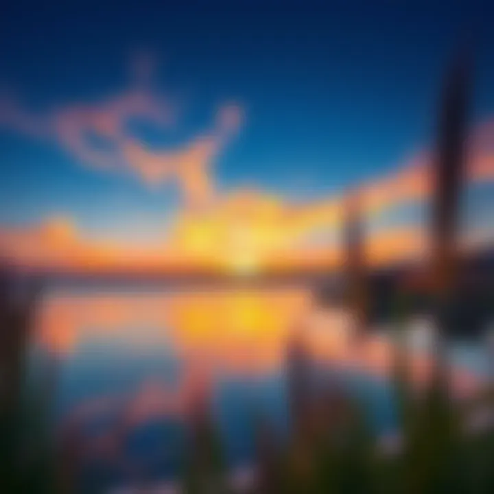 Serene Sunset Over Qudra Love Lake A serene sunset over Qudra Love Lake creating a tranquil atmosphere