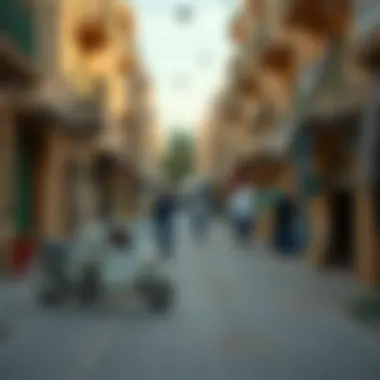 Vibrant neighborhood scene highlighting community life