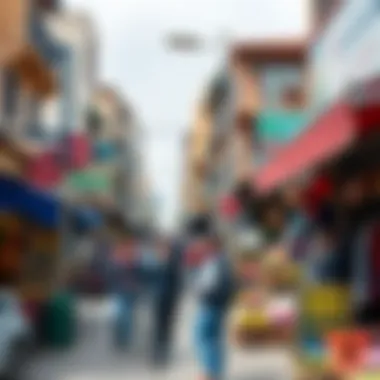 A bustling market scene in البرشاء highlighting local commerce