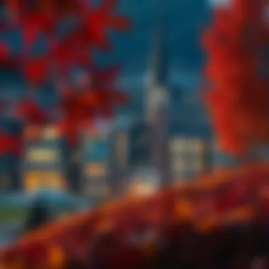 Scenic view of JVC with autumn foliage