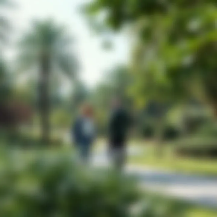 Couples enjoying a serene park in Dubai