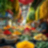 Vibrant display of spices and herbs at Deira Market